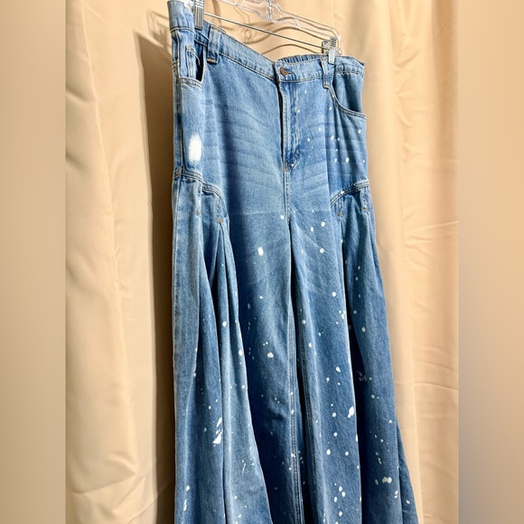 Oli & Hali Bleach Splatter Wide Leg Pleated Side Jeans - XL - EUC - Picture 15 of 16